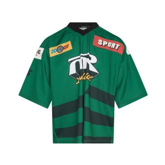 Martine Rose T-Shirts, male, Green, Size: M V-neck T-shirt