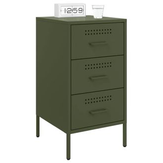 Berkfield Home Sturdy Bedside Cabinets 2 pcs Olive Green 36x39x68 cm Steel | Size: 36 x 39 x 68 cm