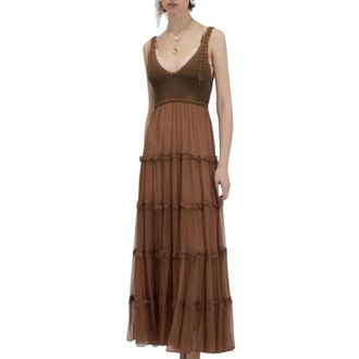 Ermanno Scervino Kleedjes, Dames, Bruin, S, Katoen, Gecombineerde Haakjurk