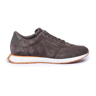 Baldinini Suede Logo-Plaque Sneaker - Heren - Schoenen - Grijs - Maat: 39 EU Su&egrave;de