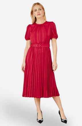 Yumi Satin Striped Midi Dress in Red at Nordstrom, Size 10