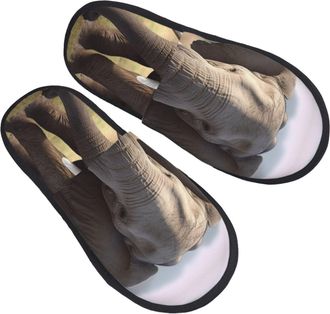 Generic Cotton Slippers Big Ears Elephant, Black Lightweight Shoes Soft Slippers For Christmas Bedroom Hotel M