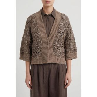 Brunello Cucinelli Taupe Open Knit Sweater, Size X-Small