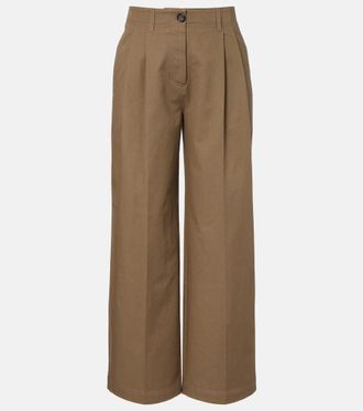 Toteme Pleated cotton wide-leg pants