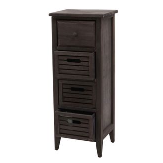 Hhg Nunca Usado] C&oacute;moda T18, Cajonera, 4 Cajones, 74x30x25cm Shabby-look Vintage, Gris-marr&oacute;n