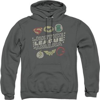 Gildan Justice League of America Symbols Adult Pull Over Hoodie / Hooded Sweatshirt
