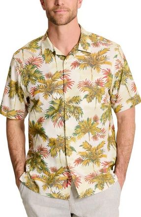 Tommy Bahama Coastal Ease IslandZone Palm Voyage Print Camp Shirt in Racing Green at Nordstrom, Size Xxx-Large