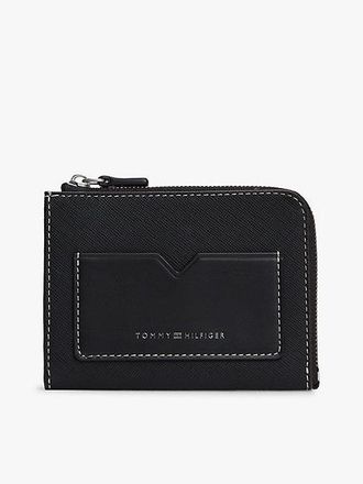 Tommy Hilfiger Leather Contrast Topstitch Zip-Around Wallet
