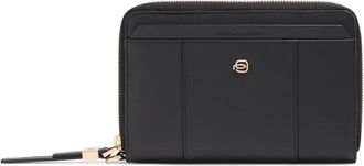 Piquadro Portemonnee met rits en 4 kaartsleuven van leer - Dames - Portefeuilles - Zwart - ONE Size - Leer - Accessoires