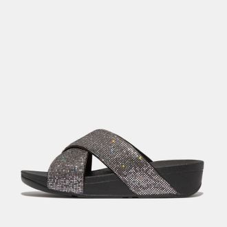 FitFlop Womens Fit Flop Lulu Glitterball Cross Sliders in Silver