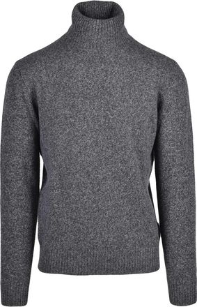 Roberto Collina Grey Wool-Cashmere Turtleneck Sweater