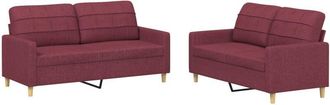 vidaXL Vidaxl - Juego De Sof&aacute;s Con Cojines 2 Piezas Tela Rojo Tinto
