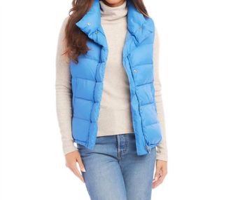 Karen Kane Caddie Puffer Vest In Chambray
