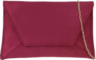Girly HandBags Womens Plain Suede Clutch Bag - Burgundy
