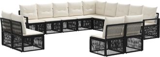 vidaXL Conjunto De Sof&aacute;s De Jard&iacute;n 13 Uds. Negro Rat&aacute;n Sint&eacute;tico Vidaxl