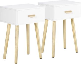 HOMCOM Mesitas de noche 40.5x30.5x60 cm blanco
