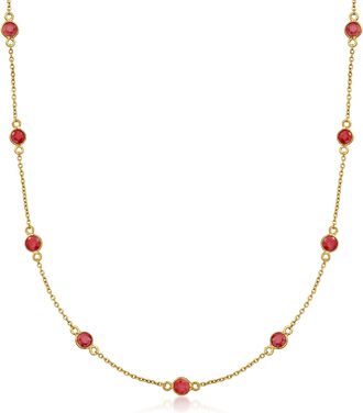 Ross-Simons Ruby Station Necklace in 18kt Gold Over Sterling