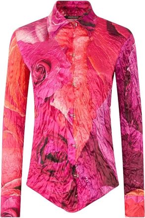 Roberto Cavalli Camicia con bottoni gioiello e stampa rose - - Blouses & Shirts - Donna - Multicolore - S