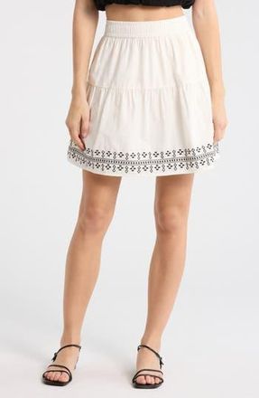 Melrose and Market Embroidered Cotton Blend Miniskirt in Ivory Combo at Nordstrom Rack, Size Xx-Large