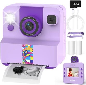 OEM C&aacute;mara Instant&aacute;nea Para Ni&ntilde;os, 1080p, Impresi&oacute;n Instant&aacute;nea, Lente Selfie Giratoria De 180&deg; Y Tarjeta Sd De 32 Gb. Regalo Para Ni&ntilde;os Y Ni&ntilde;as De 3 A 12