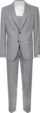 Eleventy Double-Breasted Wool-Silk Pinstripe Suit