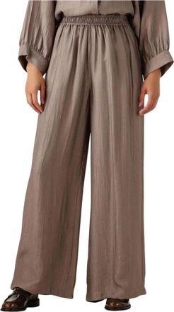Knit-ted Broeken, Dames, Grijs, L, Wijde Taupe Broek voor Herfst