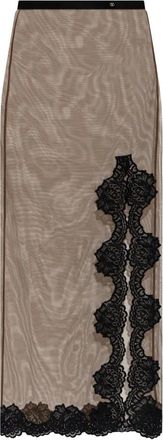 Valentino Garavani Rokken, Dames, Beige, M, Transparante Rok Met Kantafwerking