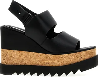 Stella McCartney Black Polyester Wedge Womens Sandals