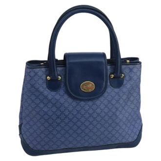 Celine Pre-owned Vintage Macadam Canvas Handtas - Dames - Vintage Handtas - Blauw - ONE Size - Leer - Vintage