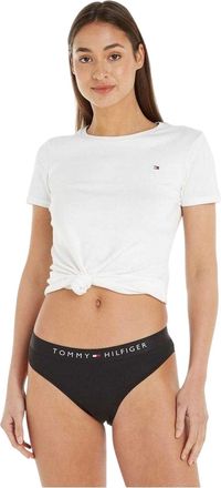 Tommy Hilfiger Damesonderbroeken van biologisch katoen met volledig logo (Zwart)