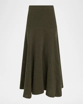 Ulla Johnson Lucia Wool Open Knit Midi Skirt