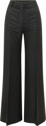 Victoria Beckham Alina Trouser - Dames - Wijde Broeken - Zwart - M - Wol - Broeken