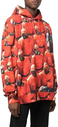 424 Oranje Grafische Hoodie Urban Stijl - Heren - Hoodies - Oranje - L - Katoen - Hoodies & sweatvesten