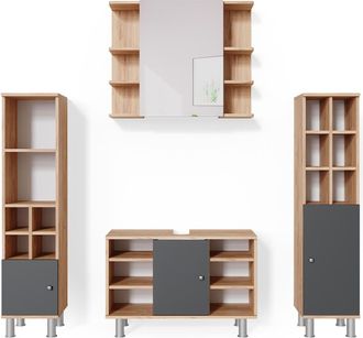 Vicco Conjunto De Muebles De Ba&ntilde;o Fynn, Roble Dorado, 4 Piezas