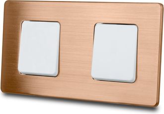 OEM Interruptor Doble De Luz, Acero Blanco Cepillado Con Recubrimiento Pvd De Cobre