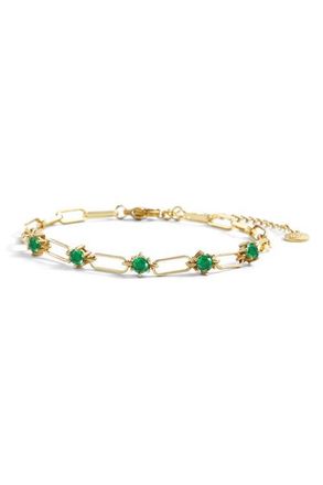 Mint & Lily Paperclip Bracelet with Gemstone Accents in May Emerald /7.5 at Nordstrom