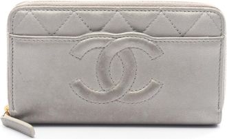 Chanel Silver Leather Long Wallet (Bi-Fold) (Pre-Owned)