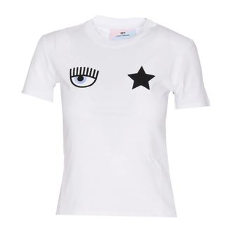 Chiara Ferragni T-Shirts, female, White, M, White Eye Star Logo T-Shirt