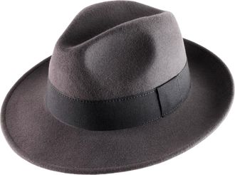 Classic Italy Fedora Hat Wool Felt Packable Water Repellent Fedora - Size 58 cm - Anthracite