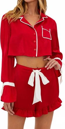 Beach Riot Luna Blouse And Aurora Shorts Set In Merry Red
