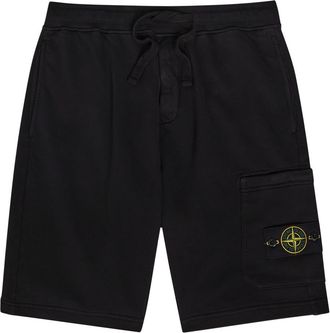 Stone Island Logo Cotton Shorts - Black - XL