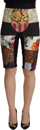 Dolce & Gabbana Multicolor Patchwork High Waist Cropped Womens Pants - Multicolour - Size Small
