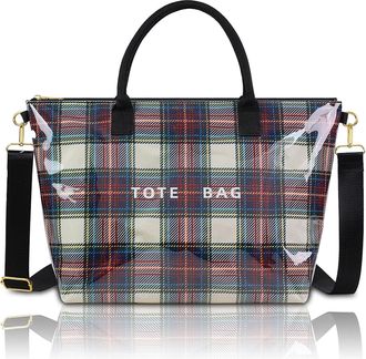 Generic PVC Trendy Shoulder Bags Letters Print Tote Bags for Women Work Shopping (Black) (Style 1)