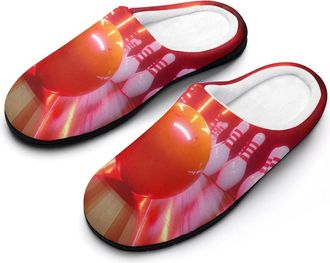 Generic Bowling Ball Game Cotton Slippers for Women Indoor Outdoor Slipper Slip-On Memory Foam Home Shoes