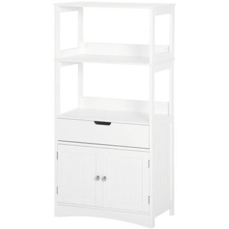 Kleankin Kleankin - Mobile Bagno Multiuso in Legno 60x33x122.5cm con Mensole e Cassetto