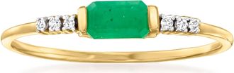 RS Pure by Ross-Simons Emerald Ring With Diamond Accents in 14kt Yellow Gold