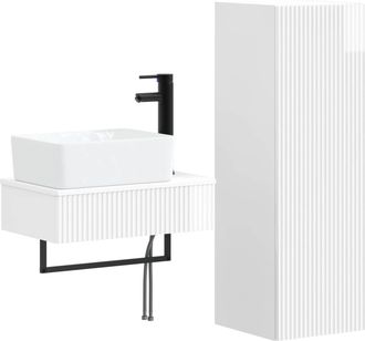 vidaXL Juego De Muebles De Ba&ntilde;o 2 Uds. Blanco Brillante Vidaxl
