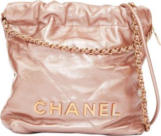 Chanel Pink Leather 2023 22 Mini Drawstring Bag (Authentic Pre-Loved)