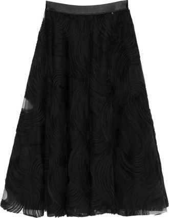 Nissa Voile Appliqu Tulle Midi Skirt