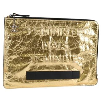 Chanel Pre-owned Leather chanel-bags - Dames - Pre-owned - Geel - Maat: ONE Size Leer